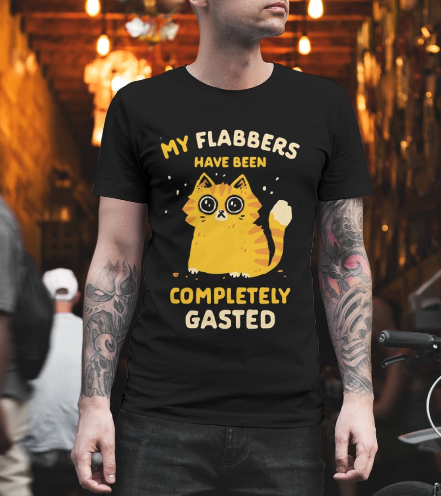 Shocked Cartoon Cat My Flabbers Have Been Completely Gasted T-Shirt