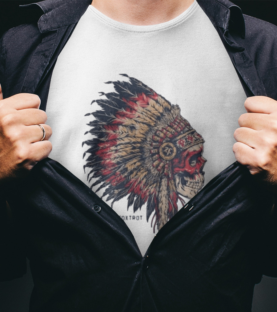Zero Foxtrot Skull In Feathered Headdress T-Shirt