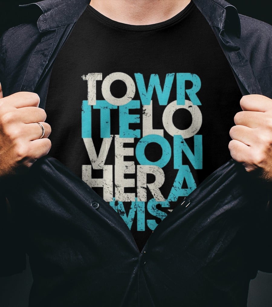 Tower Love Hero Arms Distressed Text Star T-Shirt
