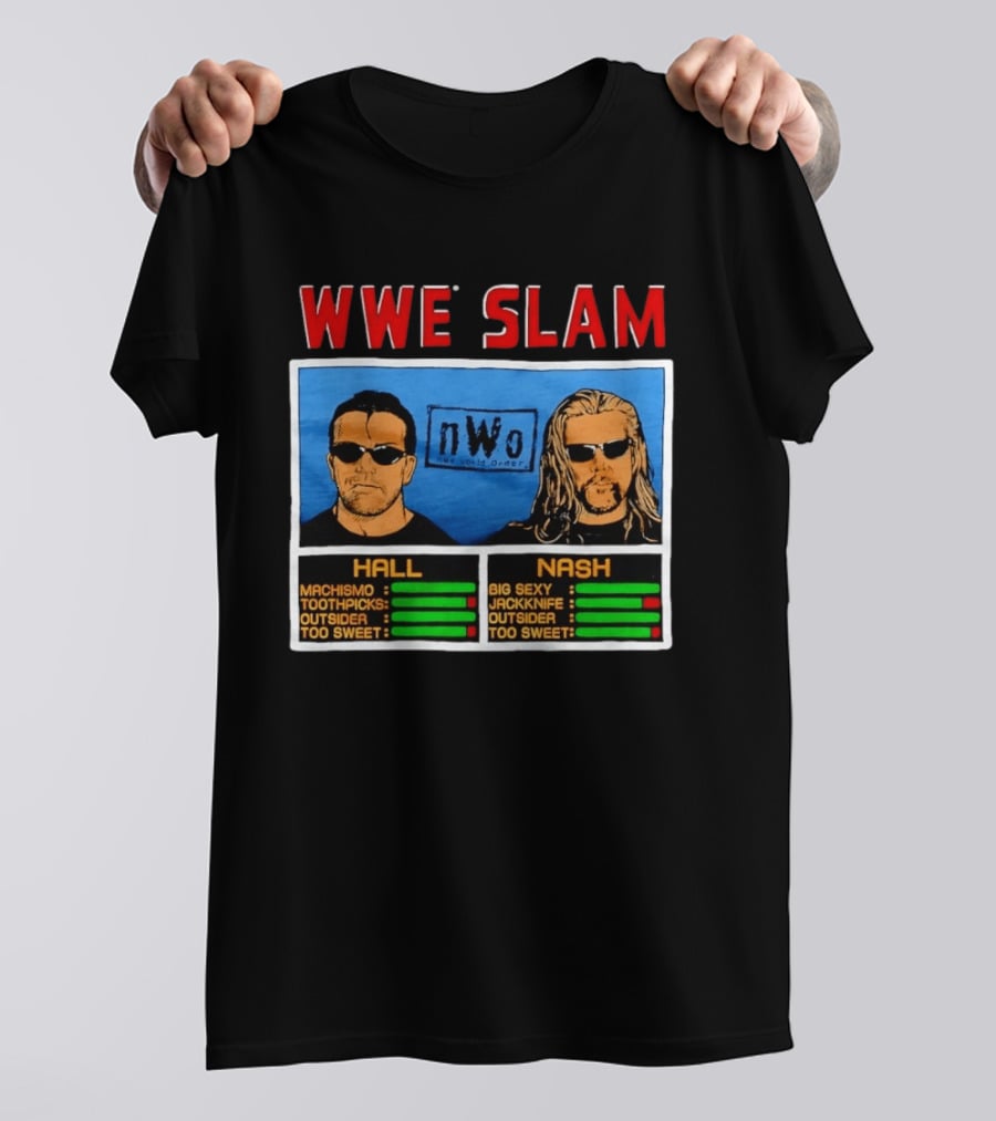 WWE Slam NWo Scott Hall Kevin Nash Outsider Too Sweet Machismo Big Sexy Jackknife T-Shirt