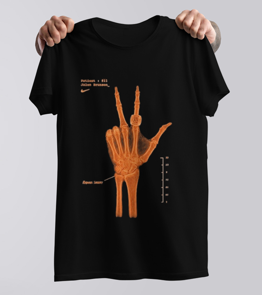 New York Knicks Jalen Brunson X Ray Nike 13 Wrist Surgery T-Shirt