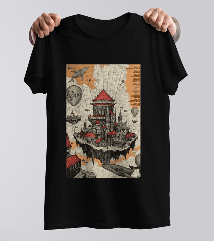 Opeth 2026 Summer Tour Exclusive Floating City With Whales And Balloons T-Shirt