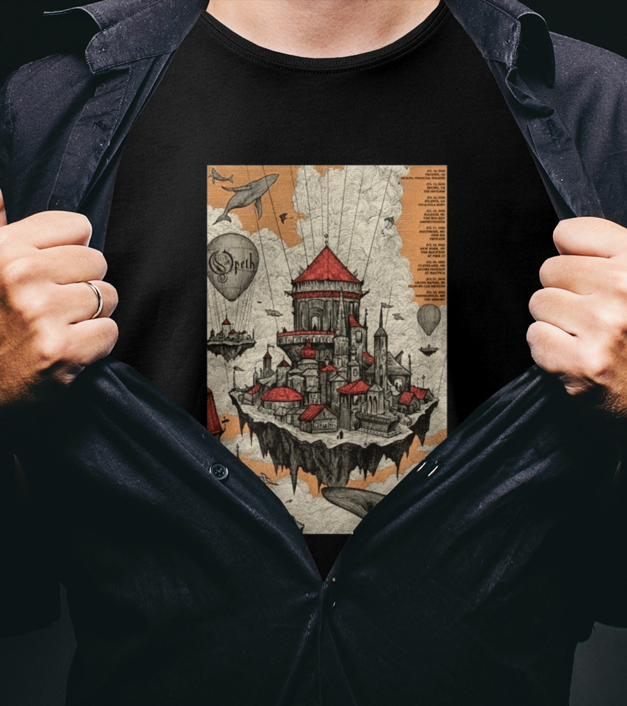 Opeth 2026 Summer Tour Exclusive Floating City With Whales And Balloons T-Shirt