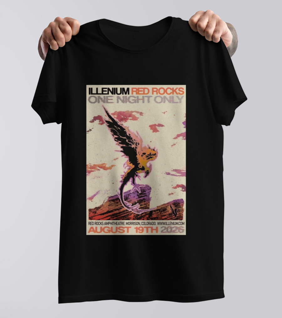 Illenium Red Rocks One Night Only August 19th 2026 Red Rocks Amphitheatre Morrison Colorado Www.illenium.com T-Shirt