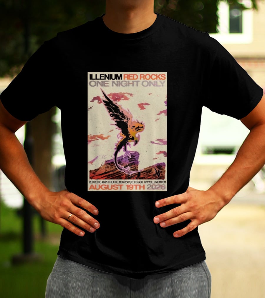 Illenium Red Rocks One Night Only August 19th 2026 Red Rocks Amphitheatre Morrison Colorado Www.illenium.com T-Shirt