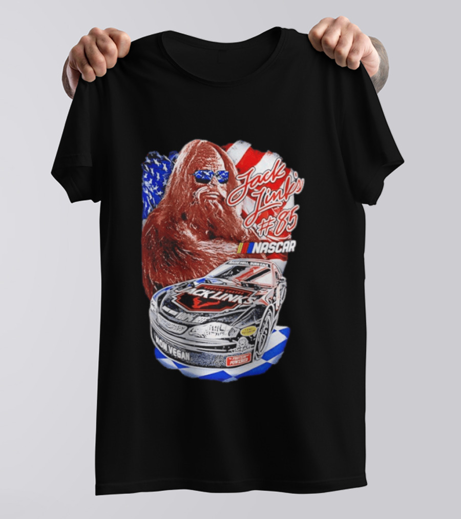 Jack Link's Bigfoot #85 NASCAR American Flag Non Vegan T-Shirt