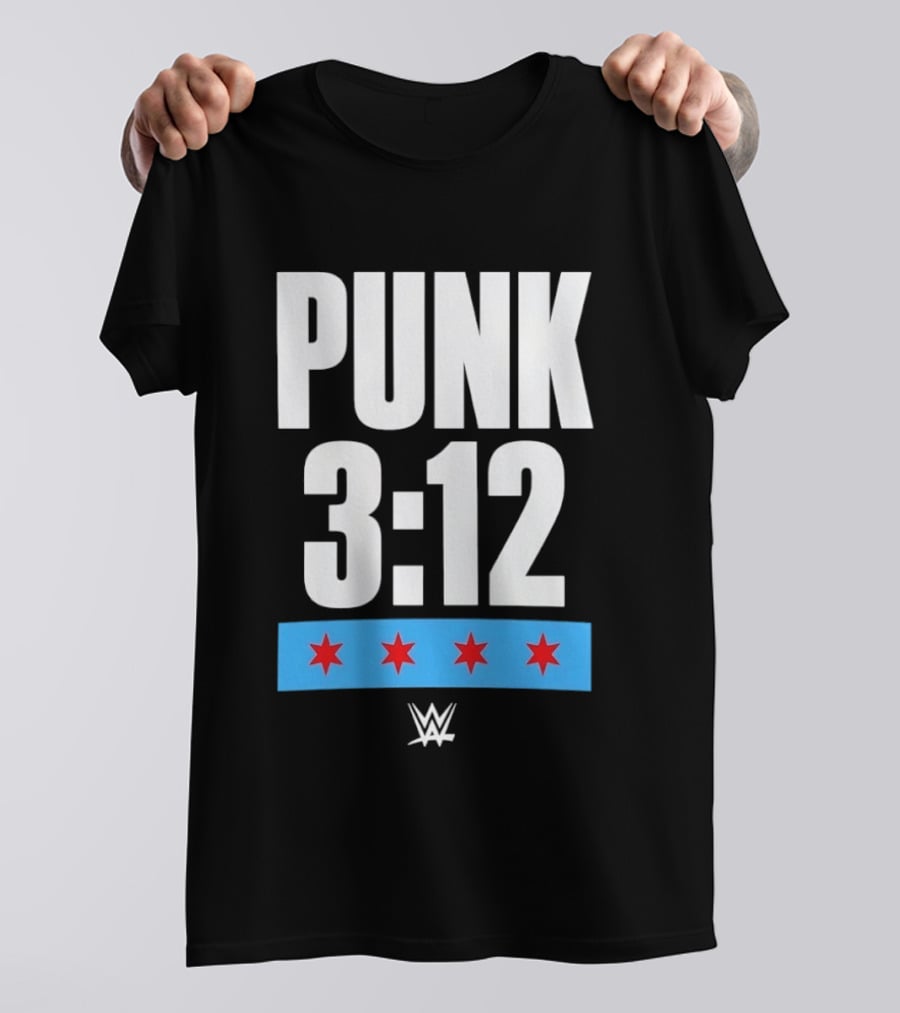 Punk 3 12 WWE CM Punk Wrestling Star Logo Four Red Stars T-Shirt