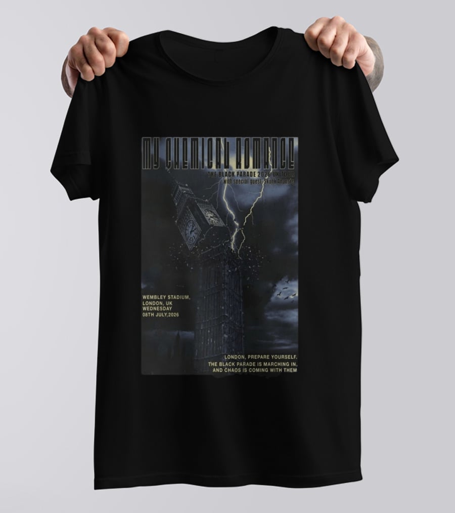 My Chemical Romance The Black Parade 2026 UK Tour Wembley Stadium London July 8 With Skunk Anansie T-Shirt