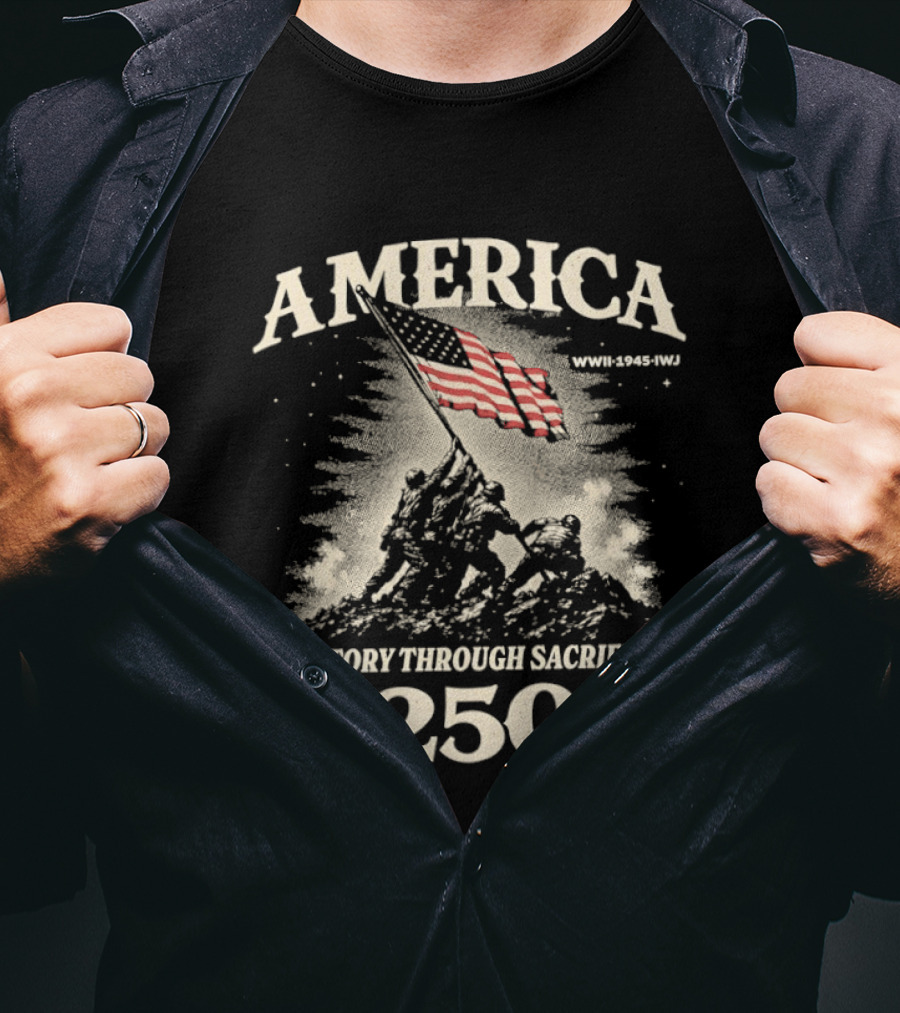America Victory Through Sacrifice 250 WWII 1945 IWJ T-Shirt