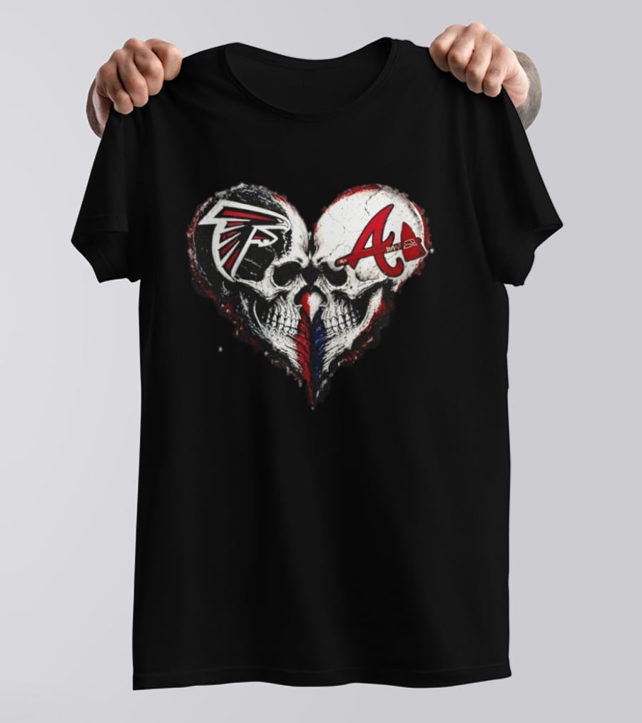 Atlanta Falcons And Atlanta Braves Skull Heart T-Shirt