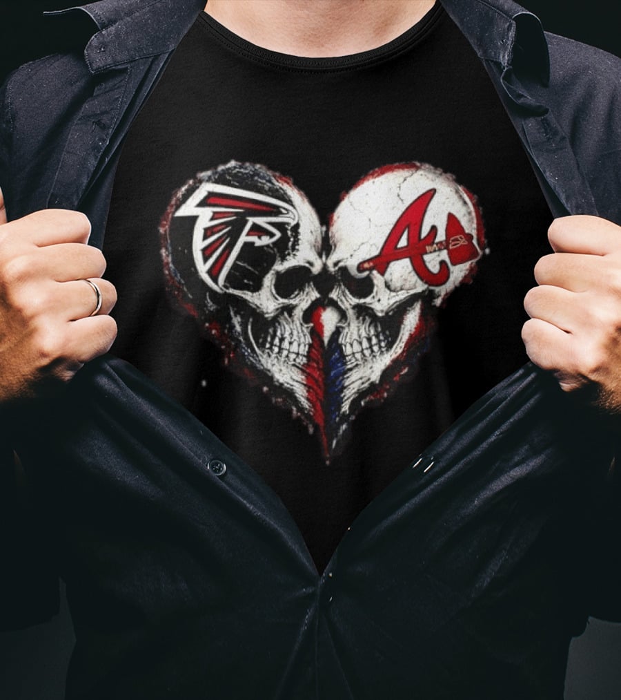 Atlanta Falcons And Atlanta Braves Skull Heart T-Shirt