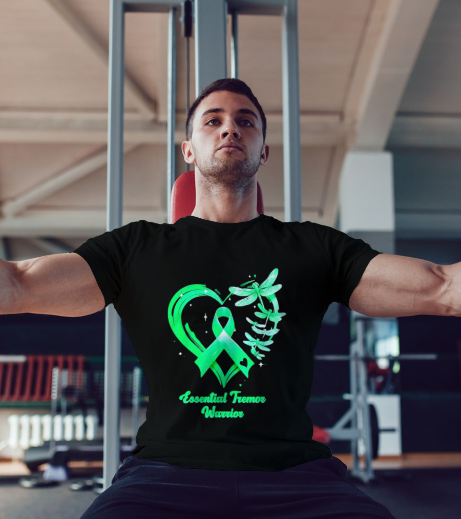 Essential Tremor Warrior Teal Ribbon Dragonfly Heart T-Shirt