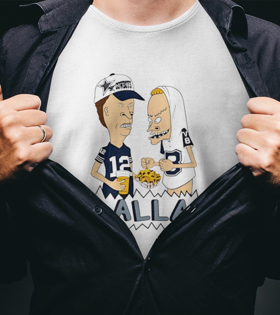 Beavis And Butt Head Dallas Cowboys Football Fans Nachos Eating Fun T-Shirt