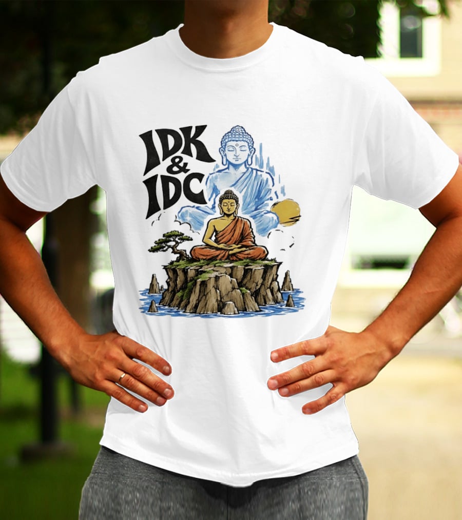IDK IDC Buddha Meditating On Island With Zen Vibes And Spiritual Calm T-Shirt