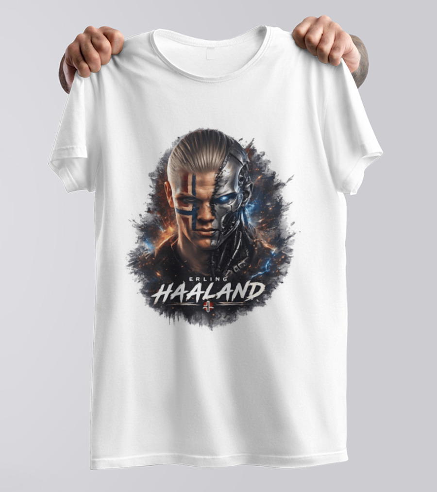 Erling Haaland Cyborg Manchester City Nordic Warrior T-Shirt