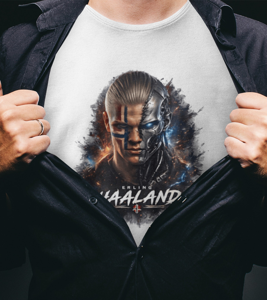 Erling Haaland Cyborg Manchester City Nordic Warrior T-Shirt