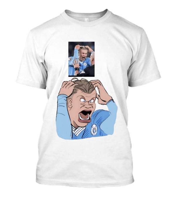 Erling Haaland Frustrated Screaming Football Cartoon Referee Reaction T-Shirt