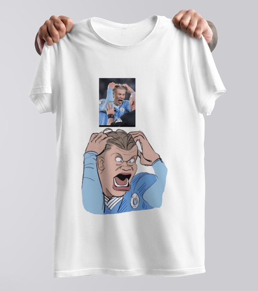 Erling Haaland Frustrated Screaming Football Cartoon Referee Reaction T-Shirt