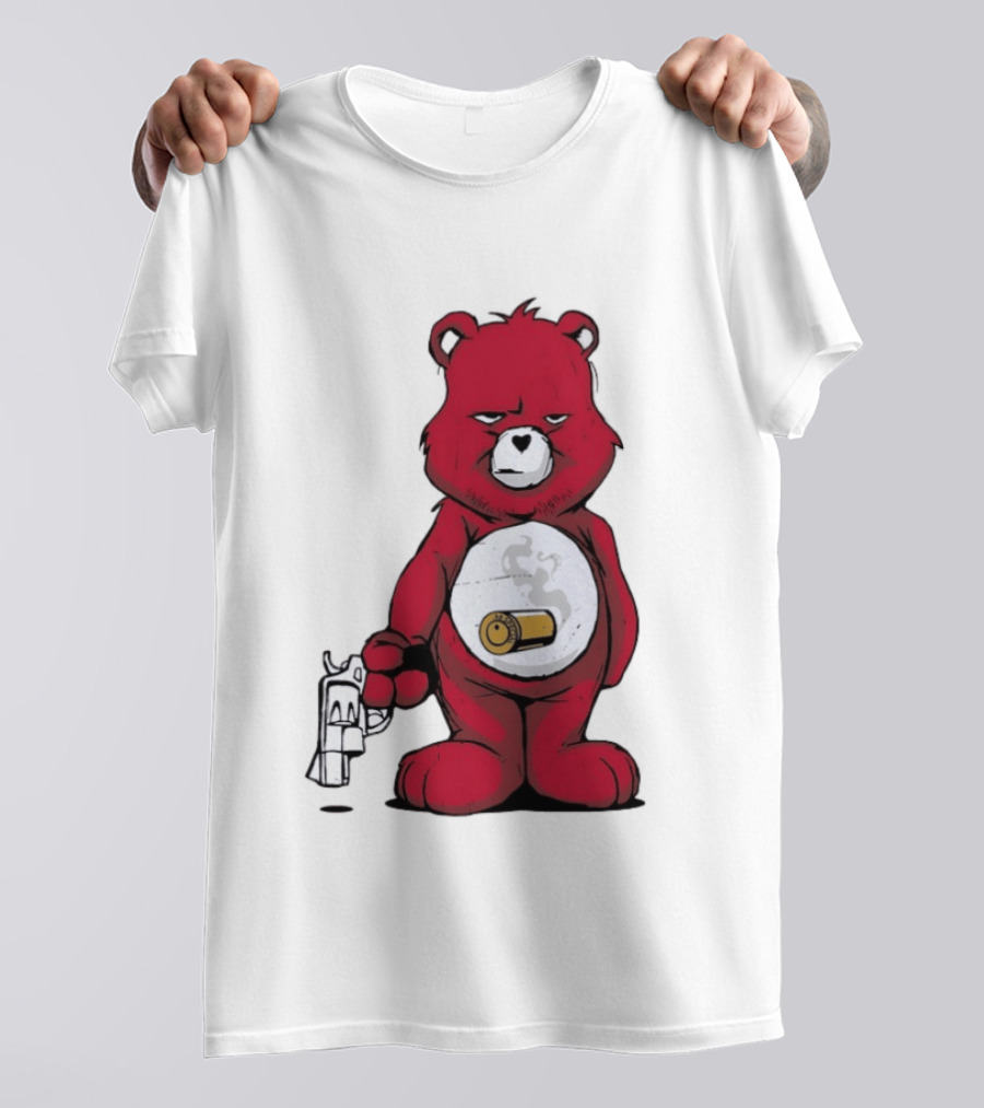 Red Bear With Revolver .38 Special Bullet Smoke T-Shirt