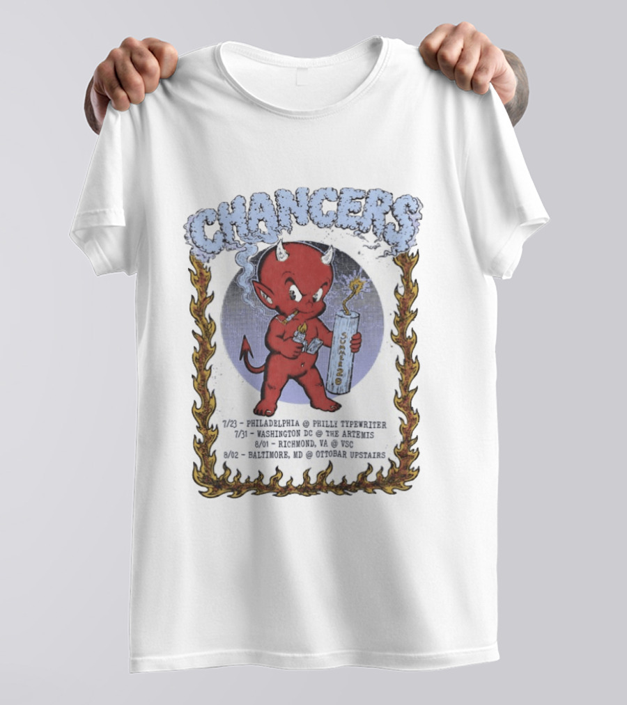 Chancers Hot Stuff The Little Devil Smoking Tour 2026 Philly Washington Richmond Baltimore T-Shirt