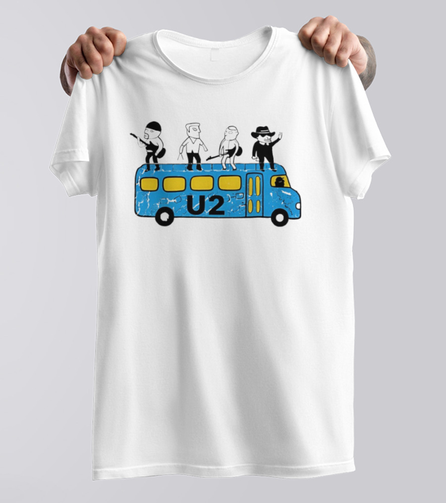 U2 Band Cartoon Bus Music Group On Tour T-Shirt