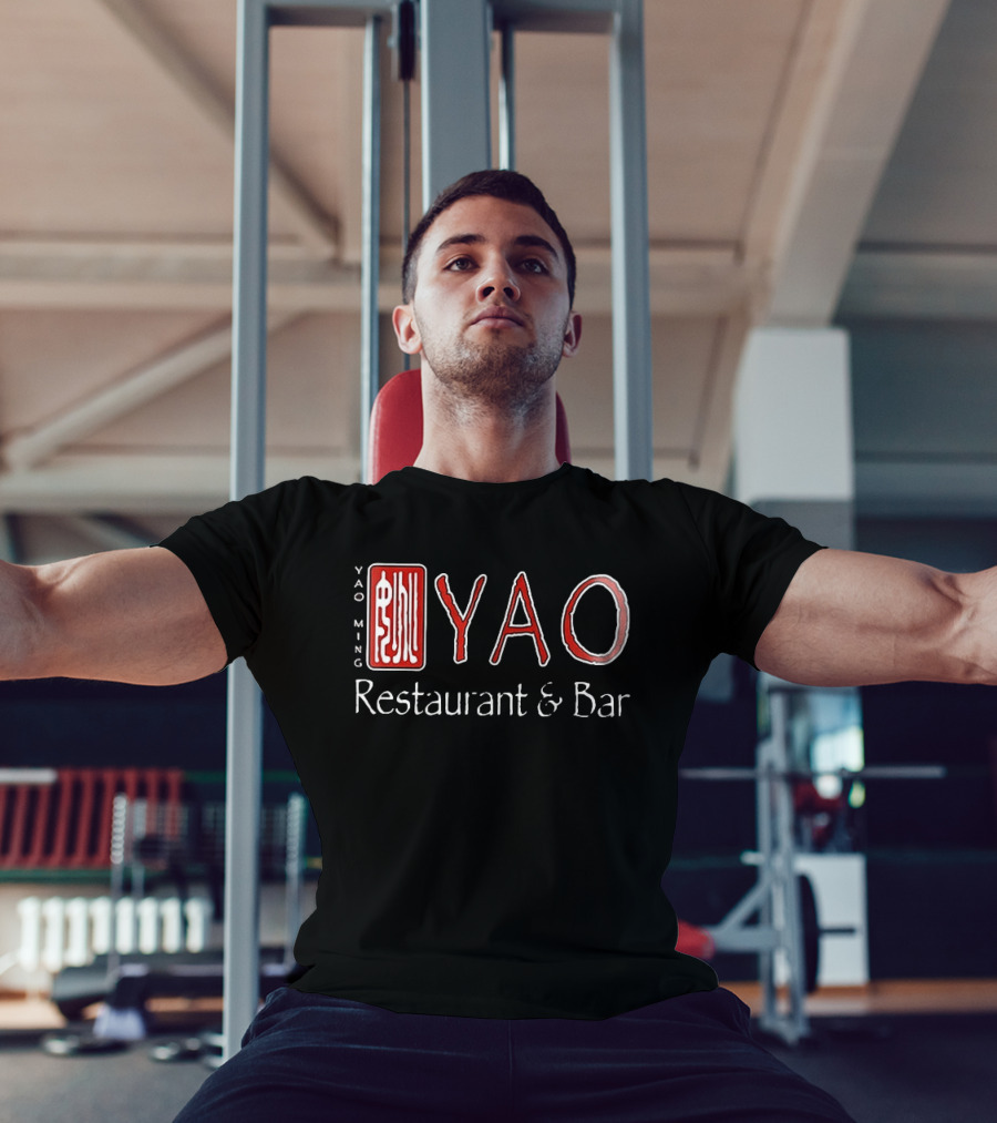 Yao Ming Restaurant & Bar 9755 Westheimer Rd. Houston TX 77042 Two Sided T-Shirt