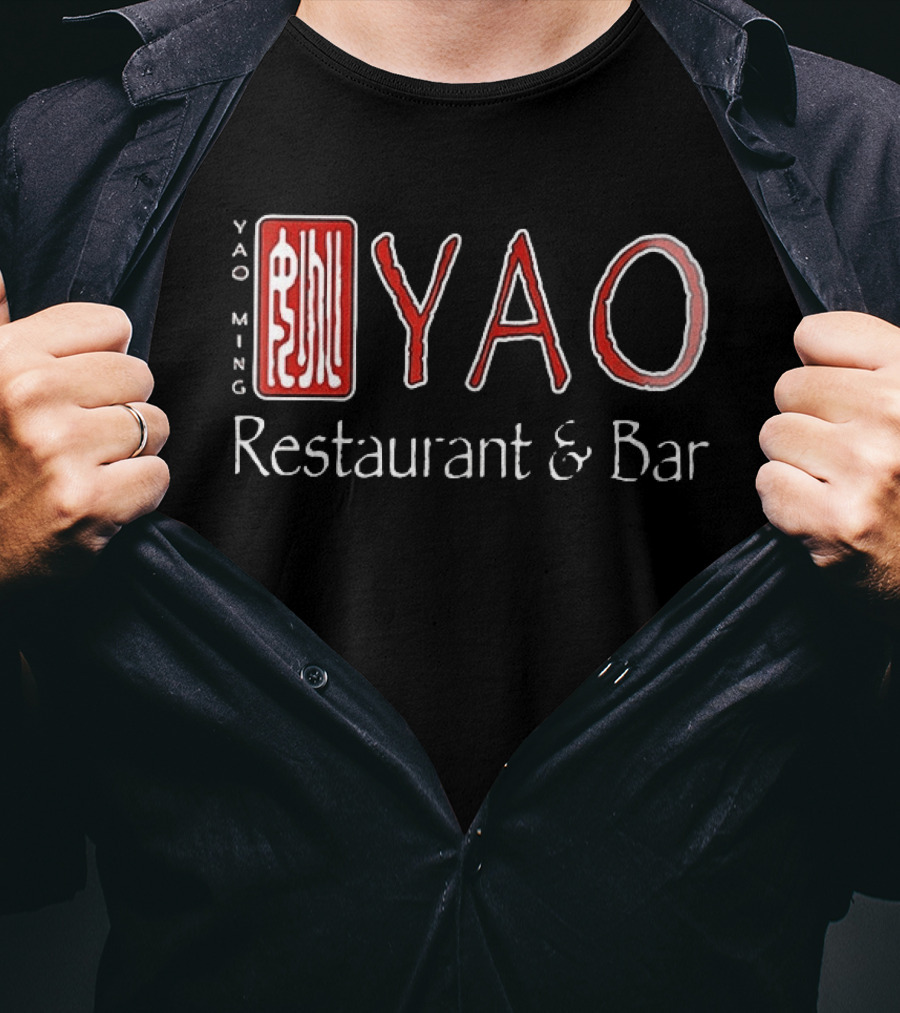 Yao Ming Restaurant & Bar 9755 Westheimer Rd. Houston TX 77042 Two Sided T-Shirt