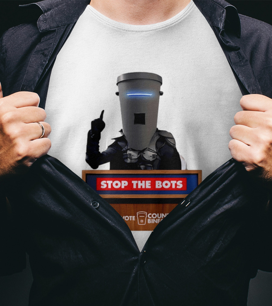 Stop The Bots Vote Count Binface UK Politics T-Shirt