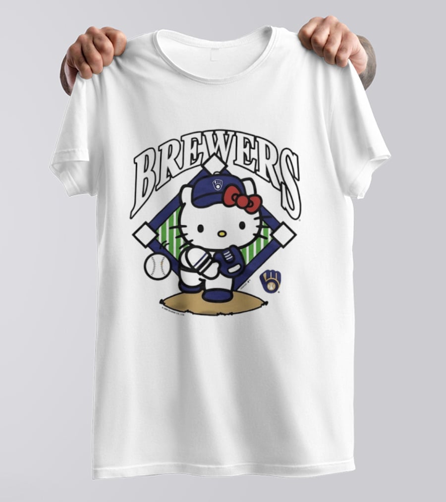 Hello Kitty Milwaukee Brewers Baseball Collaboration T-Shirt