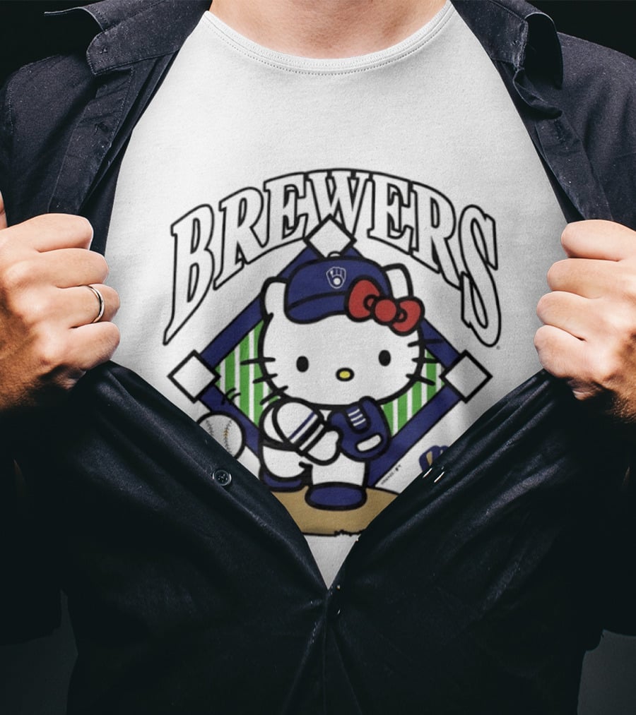 Hello Kitty Milwaukee Brewers Baseball Collaboration T-Shirt