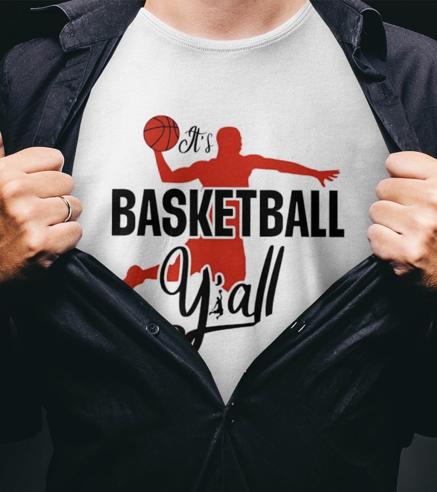 Basketball Y'all Dunking Silhouette And Ball In Red T-Shirt