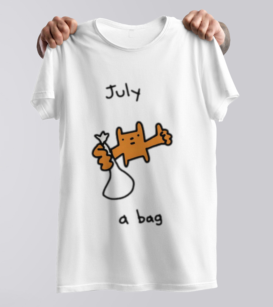 July A Bag Orange Character Doodle With White Knot Balloon T-Shirt