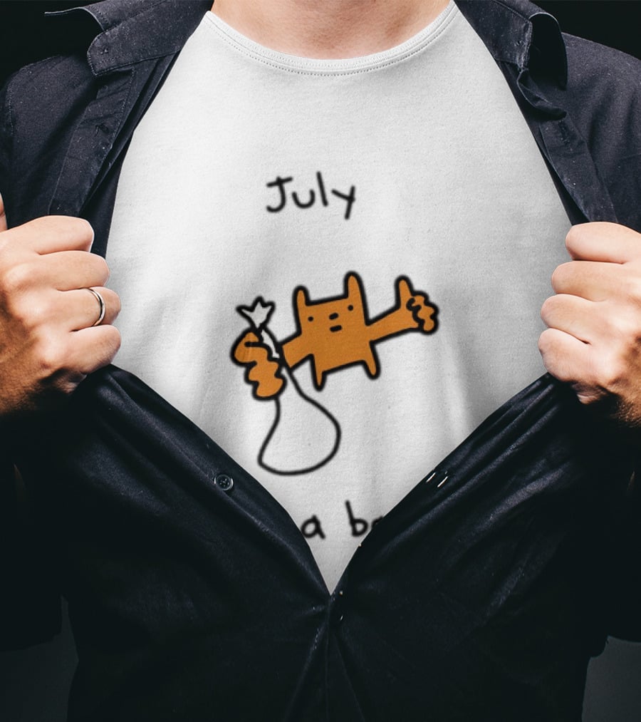 July A Bag Orange Character Doodle With White Knot Balloon T-Shirt