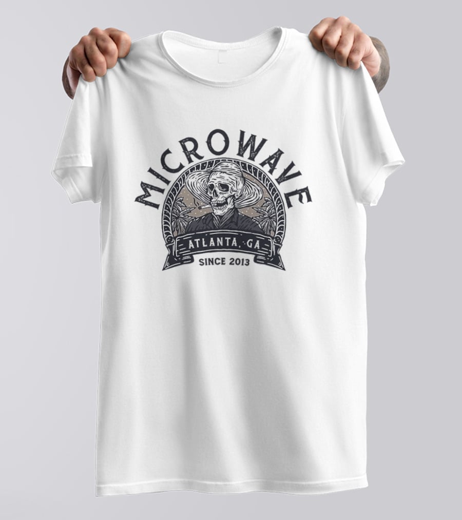 Microwave Atlanta GA Since 2013 Skull Straw Hat T-Shirt