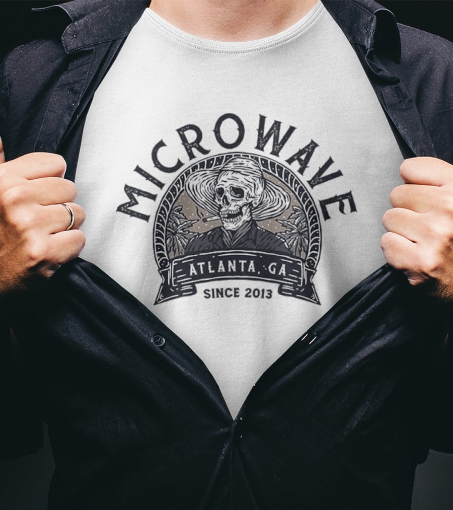 Microwave Atlanta GA Since 2013 Skull Straw Hat T-Shirt