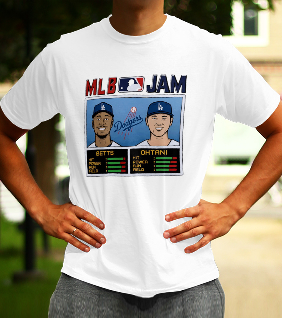 MLB Jam Mookie Betts Shohei Ohtani Dodgers Hit Power Run Field T-Shirt