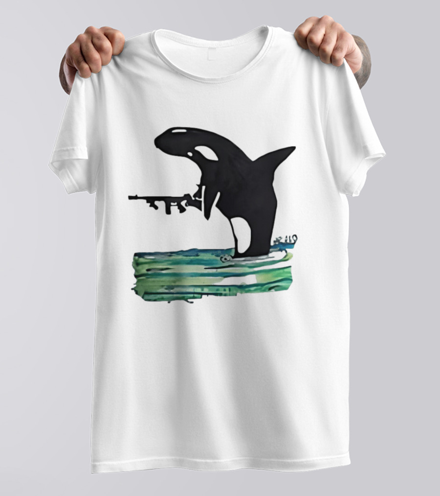 Orca Whale Holding A Machine Gun T-Shirt
