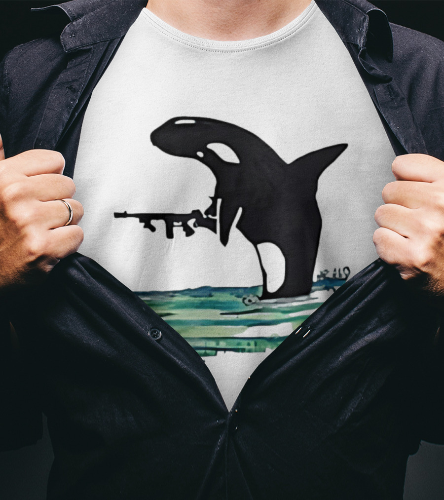 Orca Whale Holding A Machine Gun T-Shirt