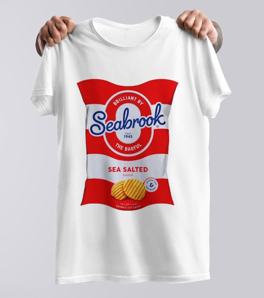Seabrook Brilliant By The Bagful Sea Salted Flavour Since 1945 Crinkle Cut Crisps Gluten Free Vegetarian T-Shirt