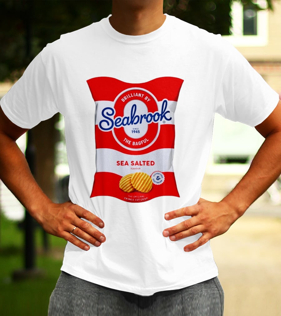 Seabrook Brilliant By The Bagful Sea Salted Flavour Since 1945 Crinkle Cut Crisps Gluten Free Vegetarian T-Shirt