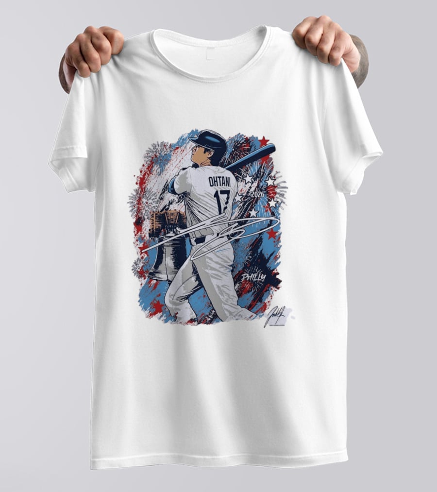 Shohei Ohtani 2026 Philly Liberty Bell Baseball Fireworks T-Shirt