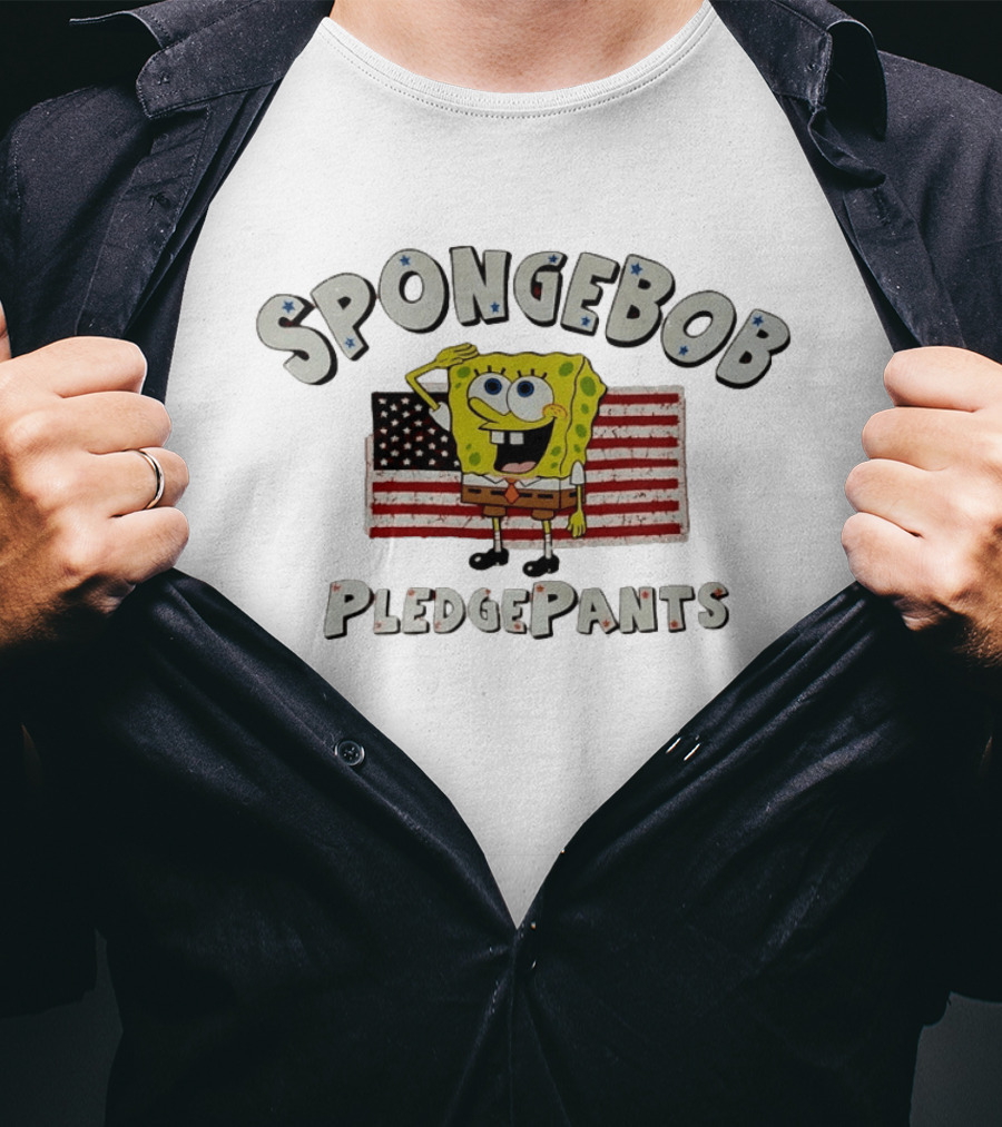 Spongebob Pledgepants American Flag Salute T-Shirt