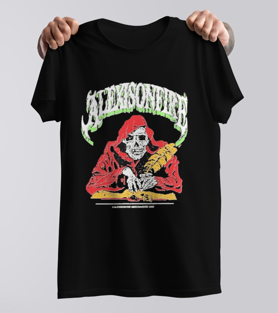 Alexisonfire Skelwrite Grim Reaper Scribe With Quill T-Shirt