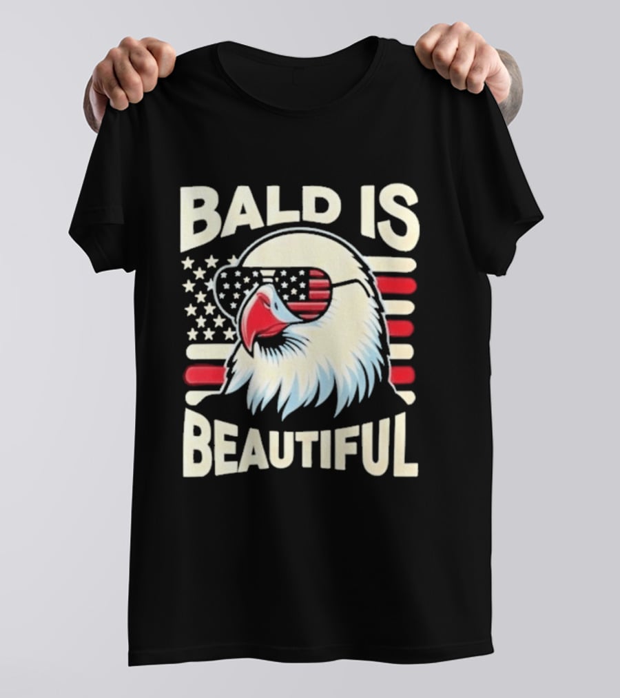 Bald Is Beautiful USA Patriotic Eagle Stars And Stripes T-Shirt