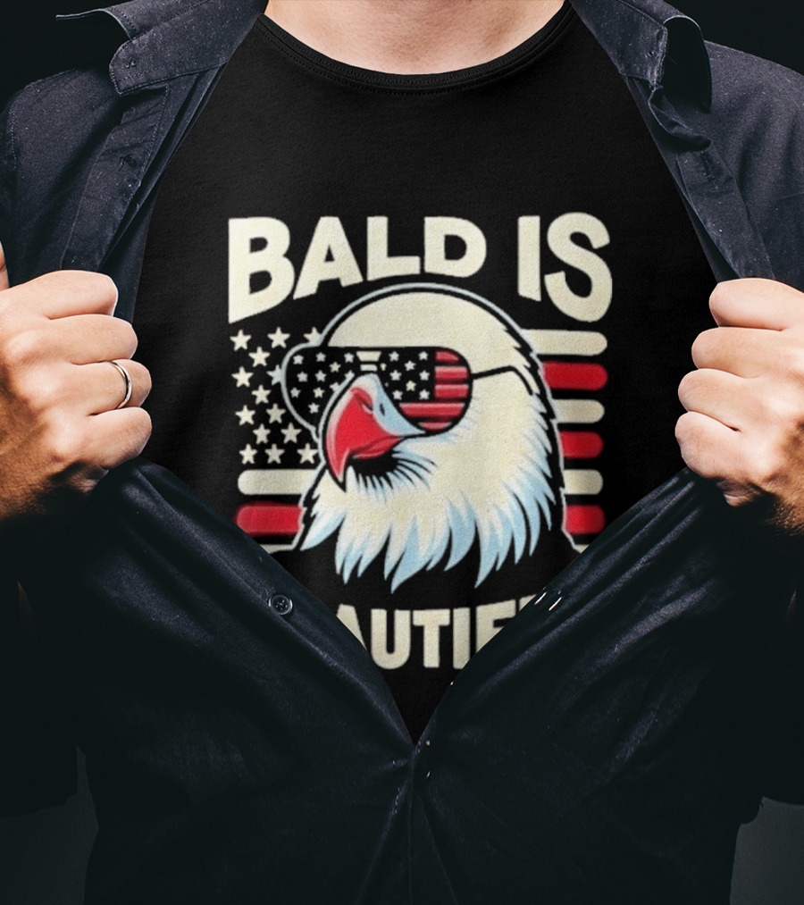 Bald Is Beautiful USA Patriotic Eagle Stars And Stripes T-Shirt