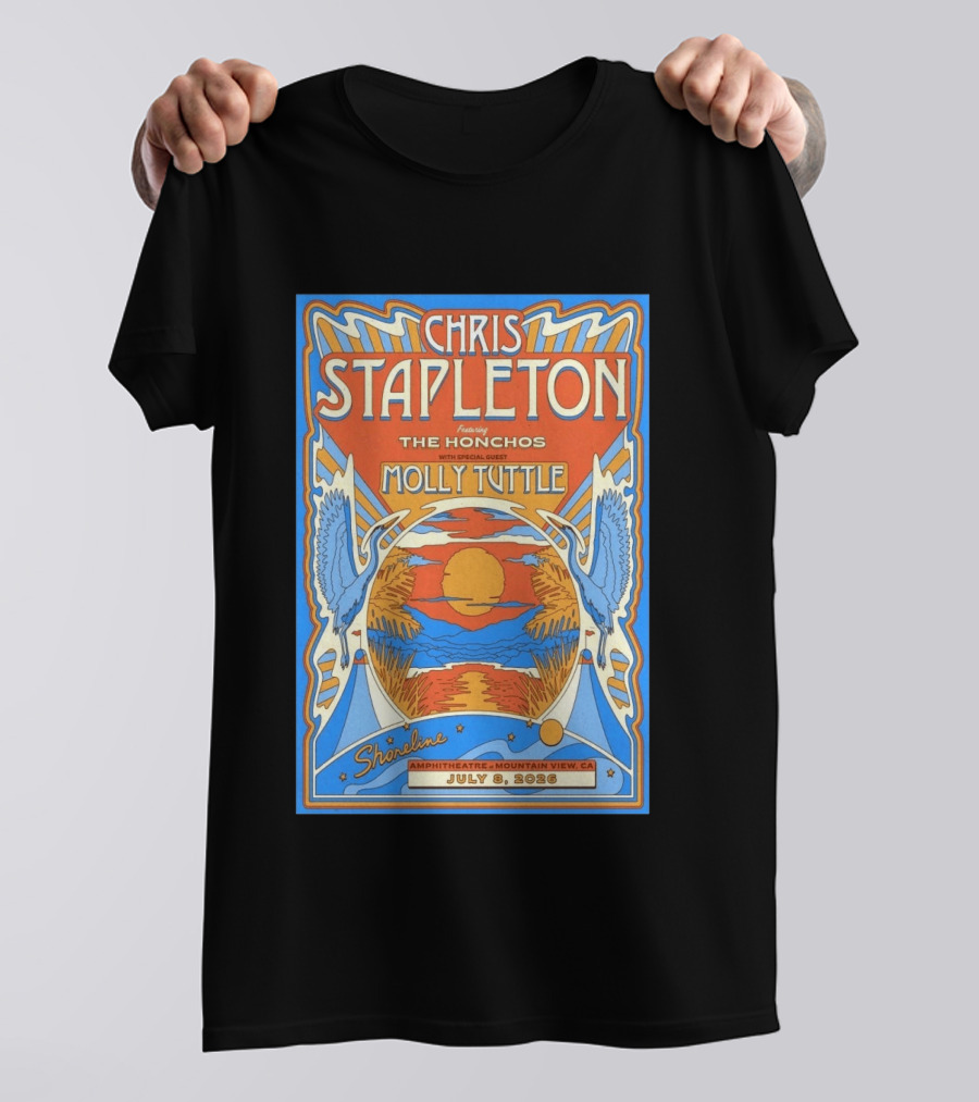Chris Stapleton Featuring The Honchos Molly Tuttle Shoreline Amphitheatre Mountain View CA July 8 2026 T-Shirt