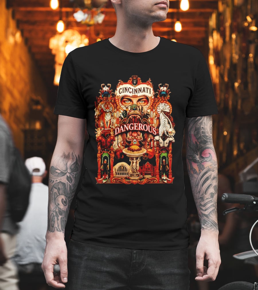 Cincinnati Dangerous Tigers Ornate Art Deco T-Shirt