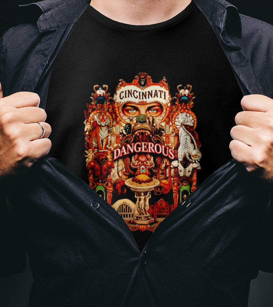 Cincinnati Dangerous Tigers Ornate Art Deco T-Shirt