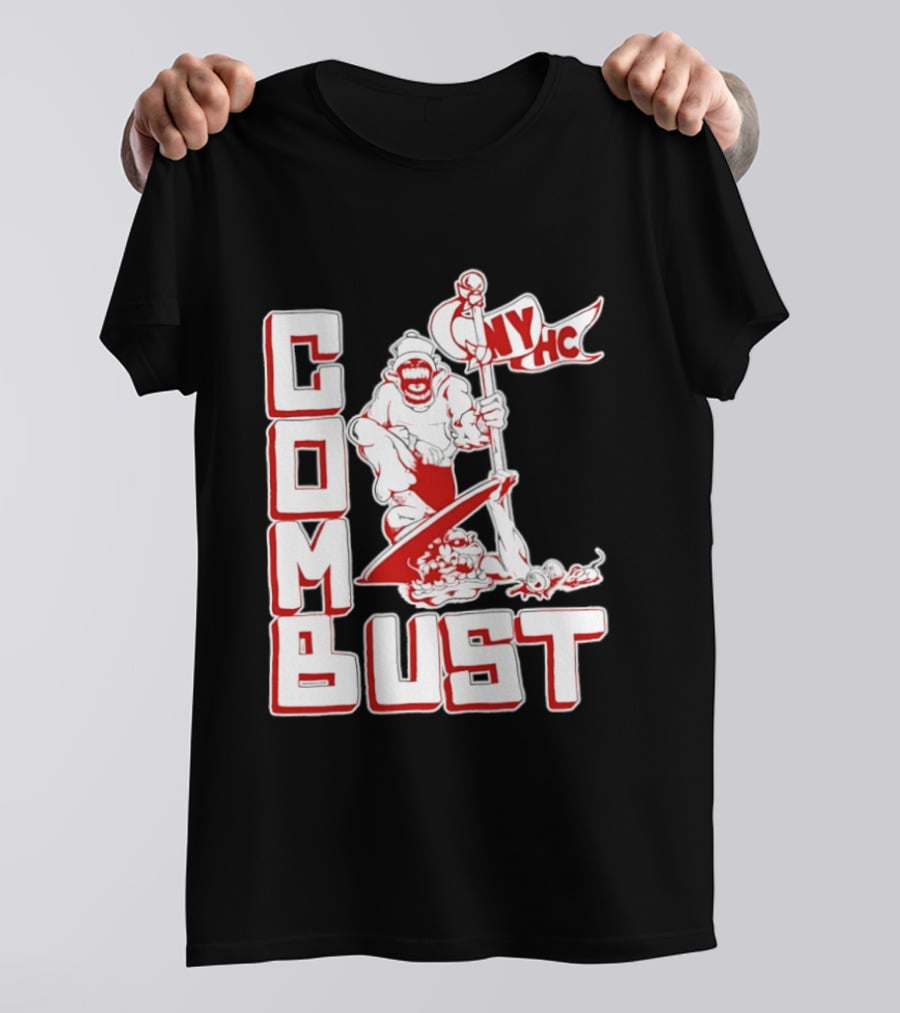 New York Hardcore Combat Bust NYHC Monster Flag T-Shirt