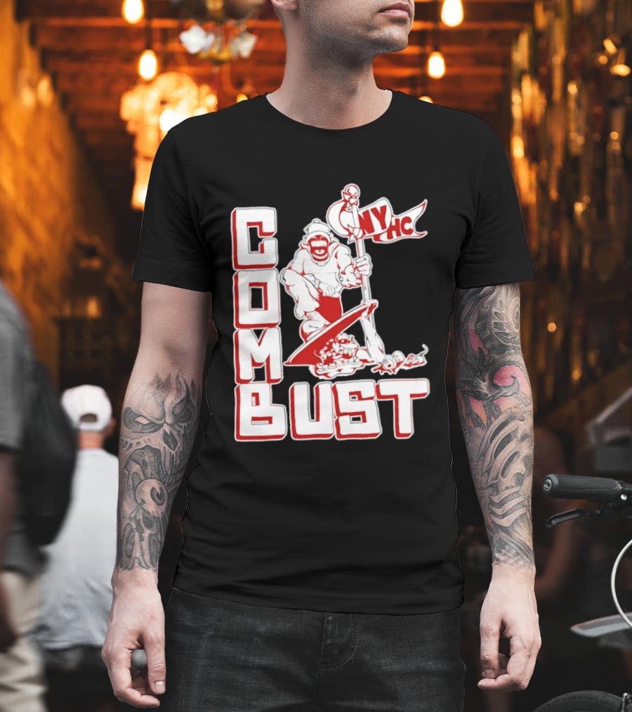 New York Hardcore Combat Bust NYHC Monster Flag T-Shirt